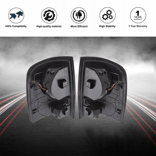 DURAFORCE Black Housing Smoked Lens Tail Lights Brake Lamps Fit For Dodge Ram 1500 09-18