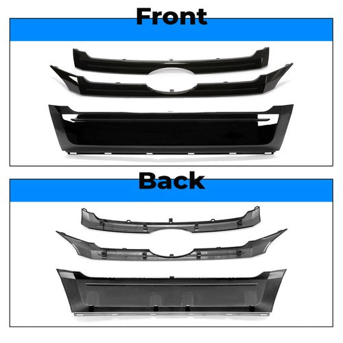 Glossy Black ABS Front Bumper Grille Trim Molding for 2011-2014 Ford Edge 3 Piece