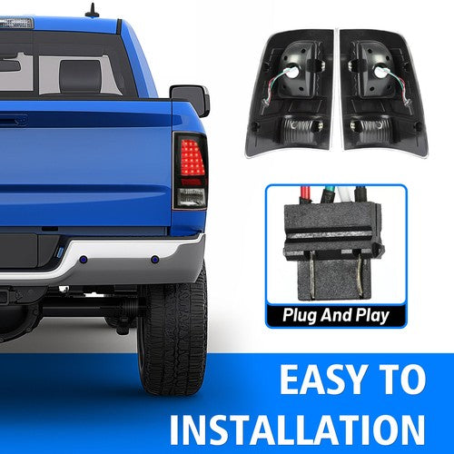 For 2009 2018 Dodge Ram 1500 2500 3500 LED Black Tail Lights Brake Lamps A Pair