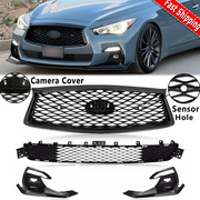 DURAFORCE For 2018-2024 Infiniti Q50 Sport Front Upper Lower Grille Fog Light Bezels Cover