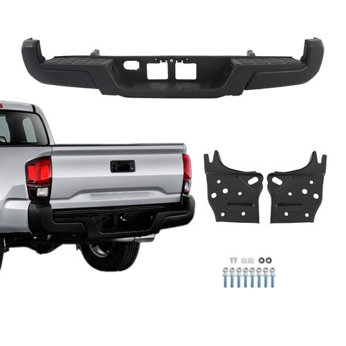 DURAFORCE For Toyota Tacoma 2016-2023 Powdercoated Black Rear Step Bumper W/o Sensor Holes