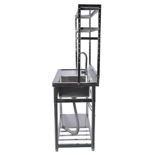 DURAFORCE 39.4in Stainless Steel Utility Sink Set Left Platform Commercial Sink w/ Shelves