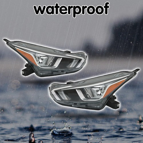 DURAFORCE For Nissan Versa S SV 20-21 OE Pair LH+RH Headlight Assembly Set Chrome Housing