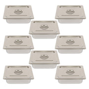 DURAFORCE Restaurant Steam Table Pans 8 Pack 1/2 Size 4 Inch Deep Thickened with Lid