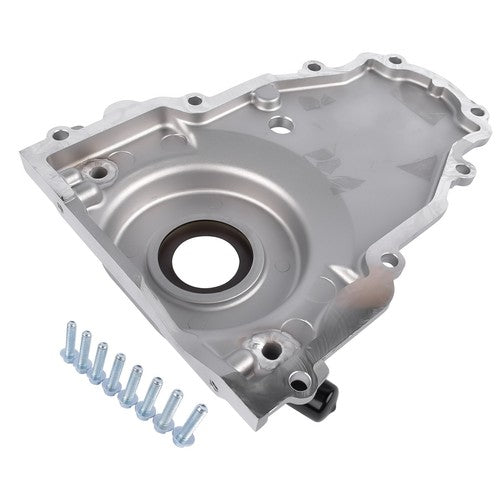 DURAFORCE Timing Cover with 10AN Twin Turbo Oil Drain Fittings for LS Gen IV GM LS 6.2L