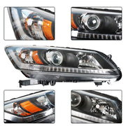 DURAFORCE 1PCS Passenger Headlight Assembly Fit For Honda Accord 2013-2015 Clear Halogen