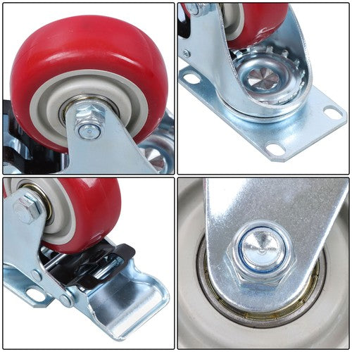DURAFORCE 3 Inch Industrial Heavy Duty Swivel Caster Wheels with Brake Set of 4 Safety