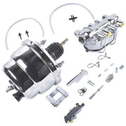 DURAFORCE 7Inch Chrome Power Brake Booster Master Cylinder Disc Drum Kit for Bel Air 55-57
