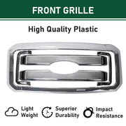 DURAFORCE Front Mesh Chrome Grille Grill Covers For 2011-2016 Ford F250 F350 Super Duty