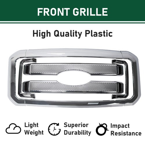 DURAFORCE Front Mesh Chrome Grille Grill Covers For 2011-2016 Ford F250 F350 Super Duty