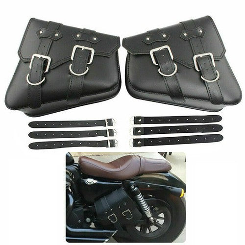 DURAFORCE New For Sportster 883 Dyna Moto PU Leather Luggage Tool Saddlebag Saddle Bags