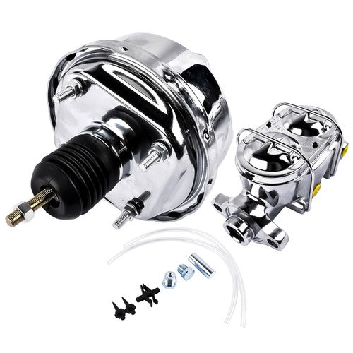 DURAFORCE New 7" Brake Booster with Bail Top Master Cylinder, 1" Bore, Chrome-Plated Steel