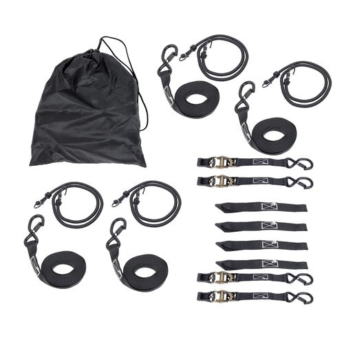 DURAFORCE 4 Pack Steel Ratchet Strap Black Fracture Strength 2200lbs 1in*15ft S Hooks