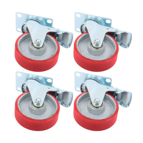 DURAFORCE 4 Inch Heavy Duty Casters, Swivel Caster Wheels with Brake, Polyurethane