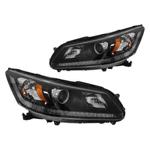 DURAFORCE Projector Headlights Halogen Headlamps Set for 2013-2015 for Honda Accord Sedan