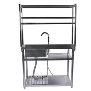 DURAFORCE 39.4in Stainless Steel Utility Sink Set Left Platform Commercial Sink w/ Shelves