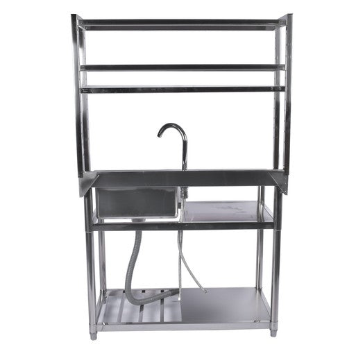 DURAFORCE 39.4in Stainless Steel Utility Sink Set Left Platform Commercial Sink w/ Shelves
