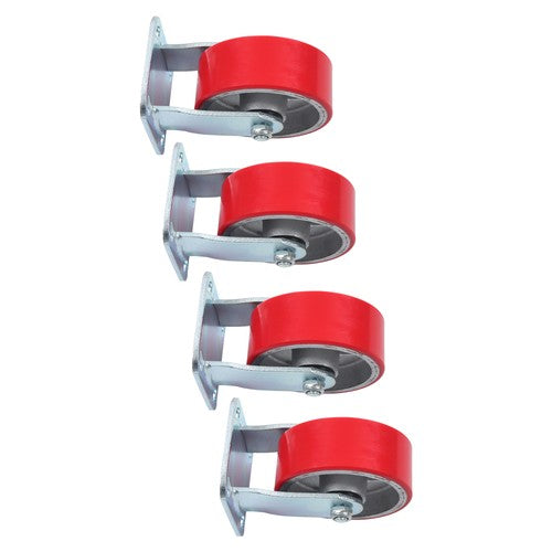 DURAFORCE 4 Pcs Polyurethane 3200Lbs 5"×2" Caster Wheels Red Straight Wheels Heavy Duty