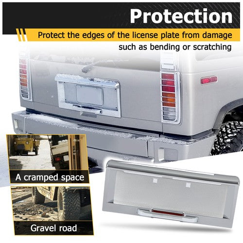 Rear License Plate Trim Cover Frame for 2003 2005 Hummer H2 SUV Chrome With Holes
