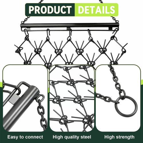 DURAFORCE 4X4FT Drag Harrow Tines Chain For ATV UTVs Leveling Lawn Tractors Garden Towing