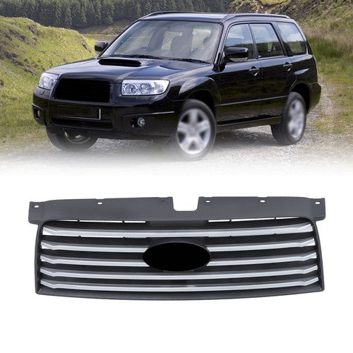 DURAFORCE For Subaru Forester 2006-2008 Plastic Front Bumper Upper Grille w/ Silver Trim