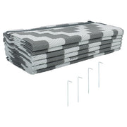 DURAFORCE Gray & White 9x12FT Waterproof Plastic Straw Rug For Camping Outdoor Carpet