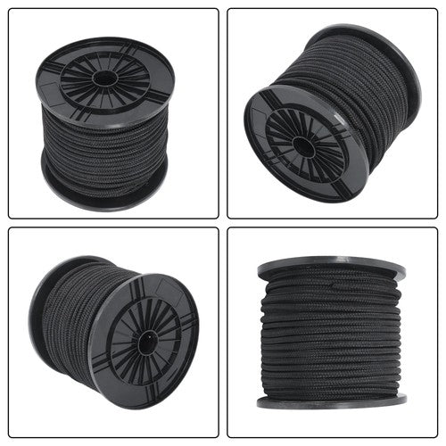 DURAFORCE 3/8in×250ft Nylon Solid Braid Rope High UV Abrasion Resistance Industrial Black