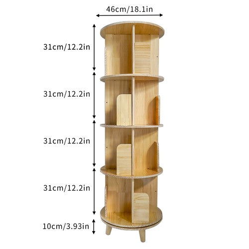 DURAFORCE 4 Layers Rotating Bookshelf Bookcase Storage Rack Floor Standing Display Holder
