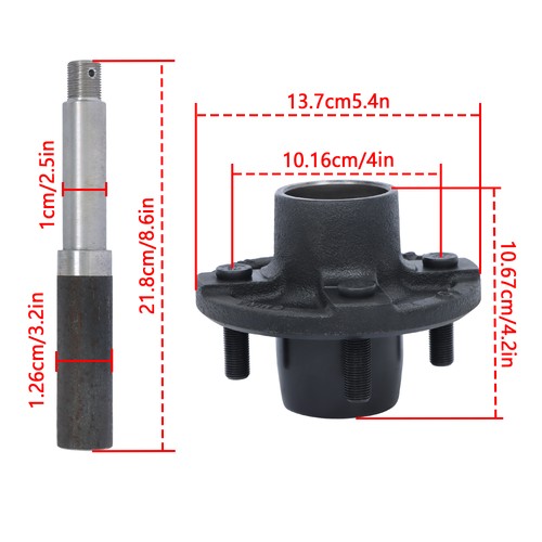 DURAFORCE With Trailer Bearing Kit 8 Sets 4 on 4" Trailer Hub Kit And 1" Round BT8 Spindle