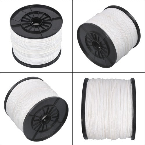 DURAFORCE 1/8 Inch Hollow Braid Polypro Rope 1000FT 350 Pounds Tensile Strength White