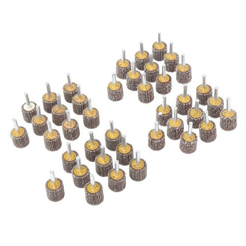 DURAFORCE 1" x 1" x 1/4" 60/80/120/240 Grit Shank Mounted Flap Wheels Set - 40 Pack