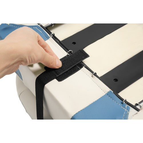 DURAFORCE White+Blue Low Back Folding Fishing Seat Captain Chair Boat Seat Foam Padding