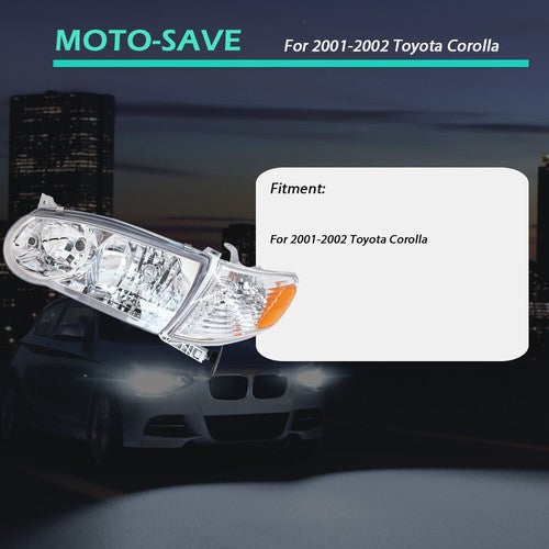 DURAFORCE For Toyota Corolla 2001-2002 Headlights Headlamp w/Corner Signal Lamp Pair