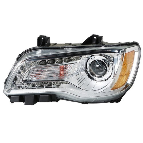 DURAFORCE Fit For Chrysler 300 2011-2014 LH/Left Headlight Replacement Chrome Housing