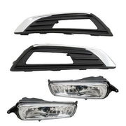 DURAFORCE Front Bumper Upper+Lower Grill&Fog Light Set&Trim Set For Ford Focus 2015-2018