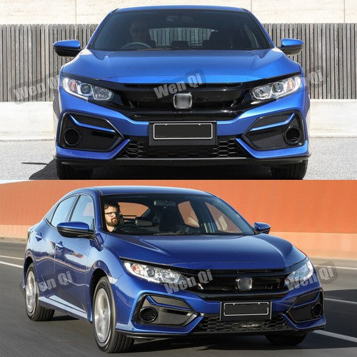 DURAFORCE Front Bumper Glossy Black Grille Grill for 2019-21 Honda Civic Sedan Matte Mesh