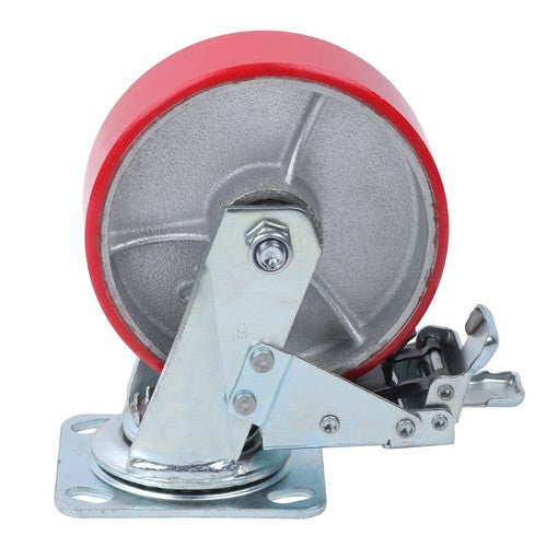 DURAFORCE 1 x 6' Heavy Duty Metal CASTERS Construction Red With Brakes