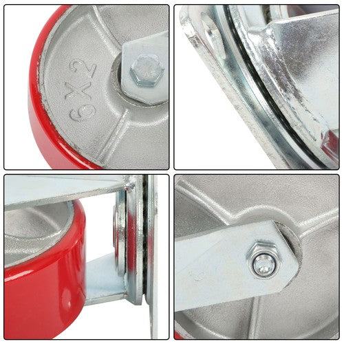 DURAFORCE 6" × 2" Tilt Casters Heavy Duty Swivel Caster Wheel 1250 Lbs Industrial Casters