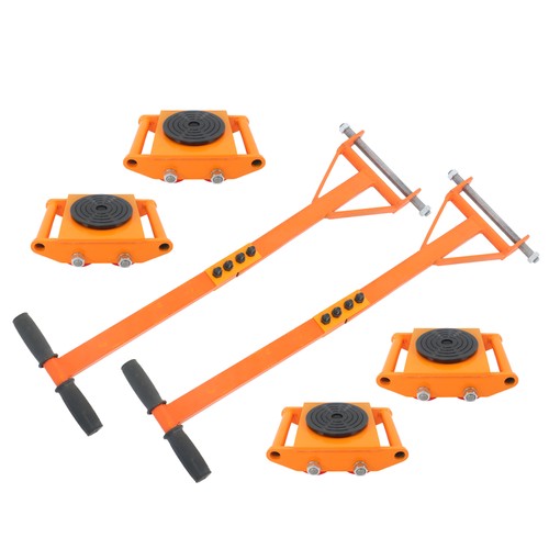 DURAFORCE 4 Pcs Machinery Skates Dolly With Handle 360° Rotation 6T/13200Lbs Heavy Duty