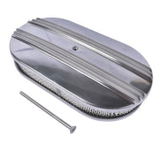 DURAFORCE 15" Oval Half Finned Polished Aluminum Air Cleaner Filter For SBC BBC Chevy 350