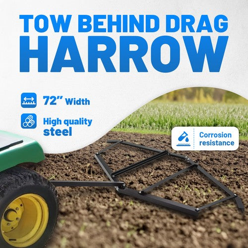Driveway Drag Tow Behind Drag Harrow 72 Inch Width Steel Gravel Grader For ATV UTV
