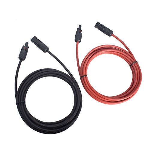 DURAFORCE 1Pair Solar Panel Extension Cable Wire Connector 12AWG 10ft Black + Red