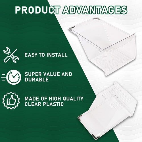 DURAFORCE Crisper Drawer Pan Compatible with Frigidaire Refrigerator 240337103 ( 2 Pack )