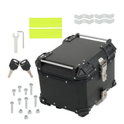 DURAFORCE Black 45L Motorcycle Top Case Tail Box Thick Aluminum Hard Trunk With Backrest