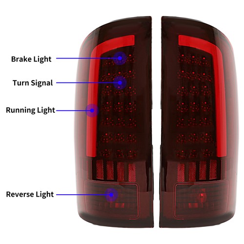 For 2002 2006 Dodge Ram 1500 2500 3500 LED Tail Lights Brake Lamps Left Right