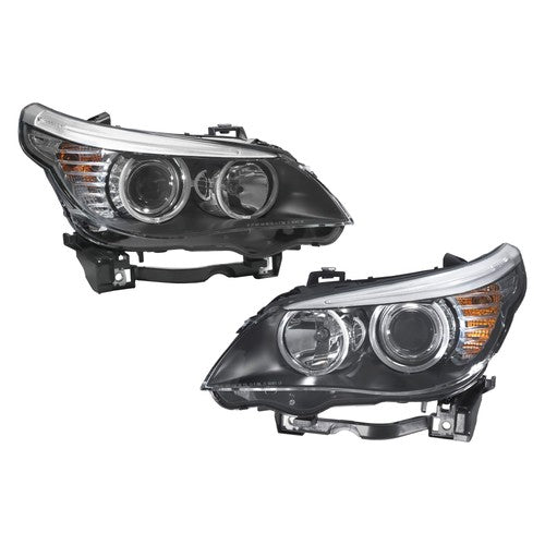 DURAFORCE Right+Left Black Halogen Clear Headlight Assembly For BMW 528i 2008 2009 2010