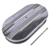 DURAFORCE 15" Oval Half Finned Polished Aluminum Air Cleaner Filter For Chevy SBC BBC 400