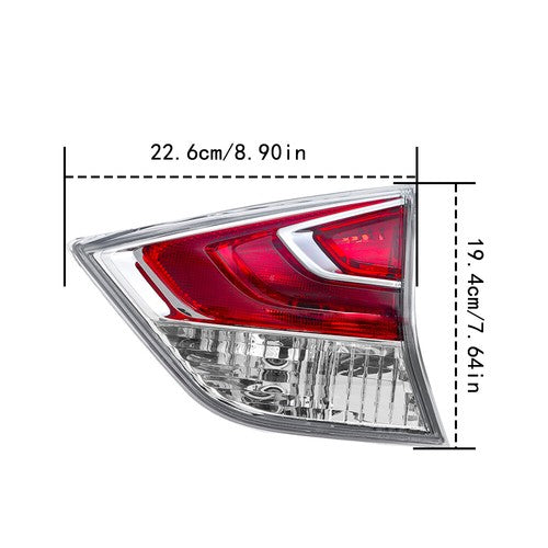 DURAFORCE Right Tail Light Fit For Nissan Rogue 2014-2016 Lamp RH LED Clear&Red Lens Rear