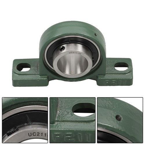 DURAFORCE 2PCS UCP211-32 Solid Base Pillow Block Bearing 2" Bore Self Aligning 2 Bolt