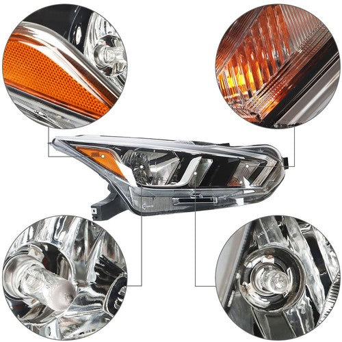DURAFORCE Headlight Halogen For Nissan Versa S SV 2020-2021 Headlamps Assembly RH Chrome